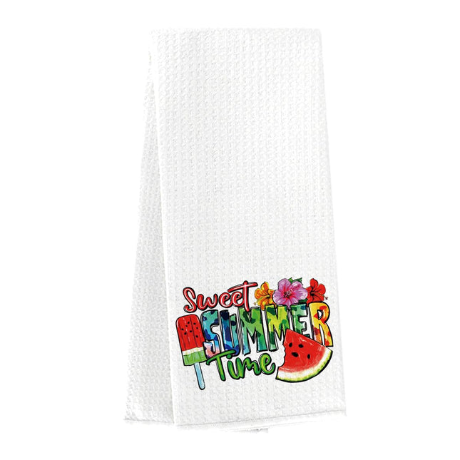 Hello Summer Kitchen Dish Towel Summer Watermelon Lover Gifts Tea Towel for Tea Room Toilet Bathroom Home Kitchen Decor 