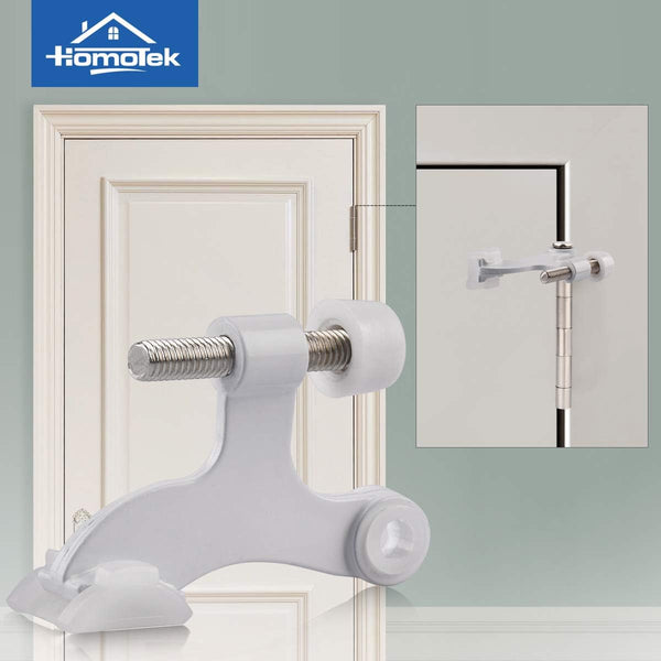 HOMOTEK 2 Pack Hinge Pin White Door Stopper,Adjustable Deluxe Heavy Duty Door Stopper 2-1/2"X1-3/4Ã¢ÂÂ,With White Rubber Bumper Tips