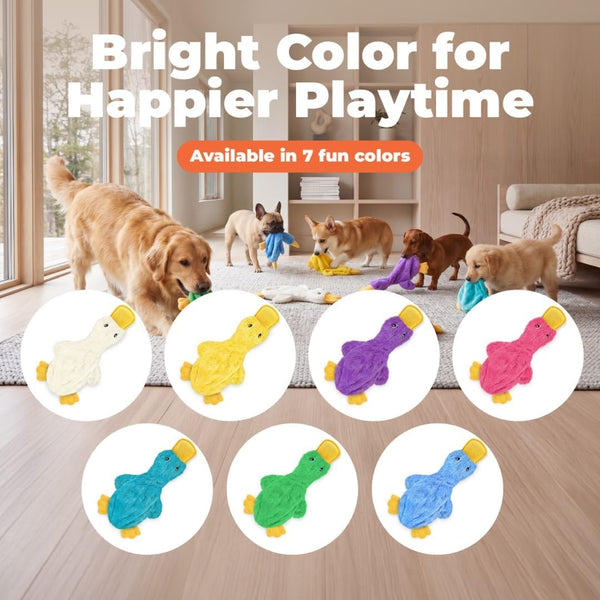 Best Pet Supplies Interactive Squeaky Dog Chew Toy, Ideal Dog Toys for Chewers, Small, Medium & Large Dogs, and Fetch Lovers - Crinkle Duck