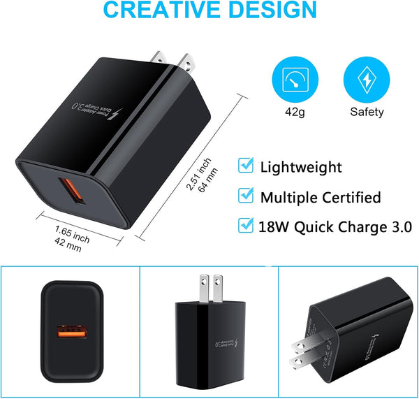 Quick Charge 3.0 Wall Charger Fast Charging Block for Samsung Galaxy A17 5G 1-Pack Black