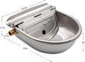 Automatic Dog Water Bowl Dispenser with Brass Float Valve and Drain Hole, 304 Stainless Steel Dog Water Dispenser Livestock Waterer for Dog
