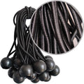 Ball Bungee Cords, 50 Packs, 4 Inch Black Tie Down Cords for Tarp, Canopy Shelter, Wall Pipe, UV Resistant