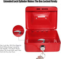Small Cash Box with Lock and Slot - Jssmst Metal Coin Bank Piggy Bank for Adults and Kids, Red(SMCB0303N) Red XS(4.92")-slot