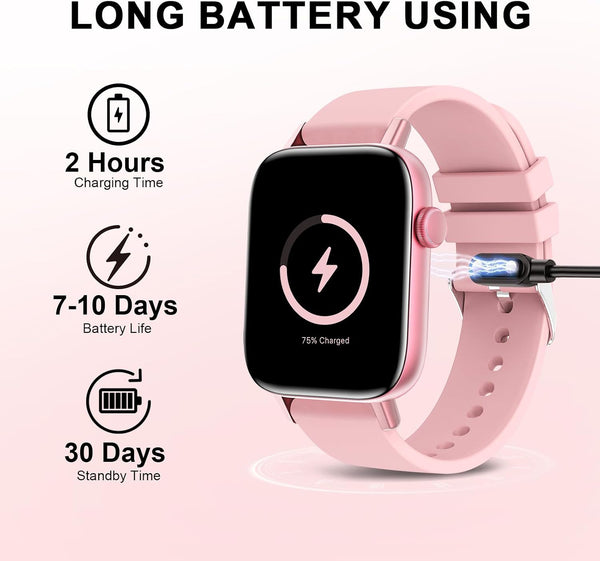 Smart Watch for Android iPhone-Call Receive/Dial/Read Message/AI Control-1.9" HD Screen-IP67 Waterproof Fitness Smartwatch-Blood Pressure/Heart