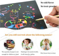 Yibeishu Scratch Art Set, 56-Piece, Black Paper Sheets Notes Cards Boards and Doodle Pads, 7.2 x 5 Inches, Kids Crafts Projects Kit