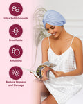 HFRHTGY Adjustable Silk Satin Hair Bonnet for Sleeping, Double Layer Hair Wrap Sleep Cap Turban for Women Men, Curly Straight Braid Unisex (Misty