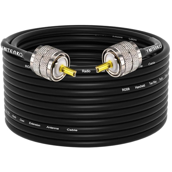 RG58 Coaxial Cable 49.2Ft, CB Coax Cable, UHF PL259 Male to Male Coaxial 50 Ohm Coax Low Loss for HF VHF CB Radio, Ham Radio, SWR Meter, Scanner,