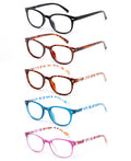 EFE Reading Glasses Readers for Women Ladies 1.5 Lightweight Full Frame Spring Hinge Eyeglasses 5 Pack (Mix Color, 1.50)
