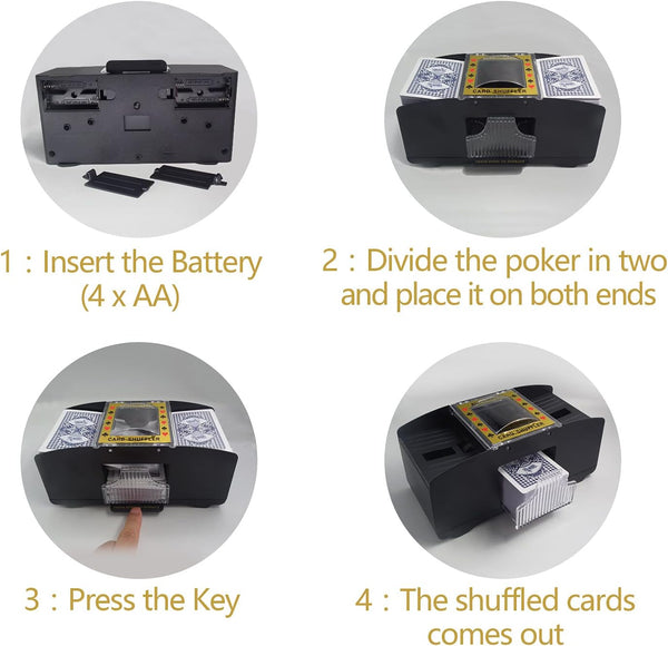 Automatic Card Shuffler, 1-2 Deck Battery-Operated Electric Poker Card Shuffler Machine, for Playing Cards/UNO