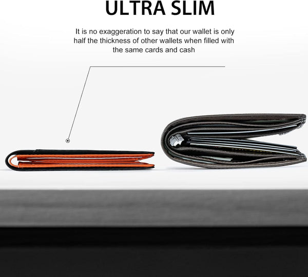 GSOIAX Slim Wallet for Men Rfid Blocking Leather Bifold Front Pocket Carbon Fiber Men's Money Clips Credit Card Holder With Gift Box Carbon Black
