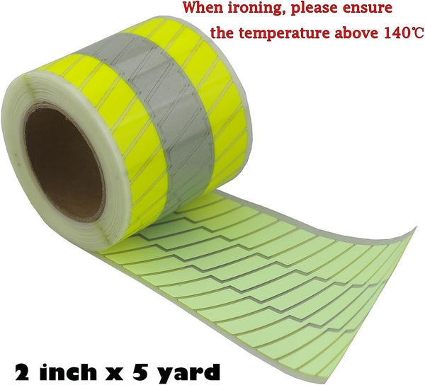 High Visibility Silver Reflective Heat Transfer Vinyl Iron on Tape for Clothing Fluorescent Yellow Striped-2# (2 Inch X 5 Yard)