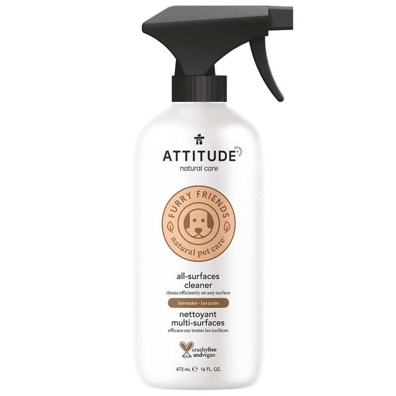 ATTITUDE All Surface Cleaner for Pets, Plant and Mineral-Based Ingredients, Vegan and Cruelty-Free, Lavender, 16 Fl Oz