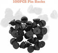 Lapel Pin Backs, Safety Backs for Brooch Tie Hat Badge Insignia Black 100