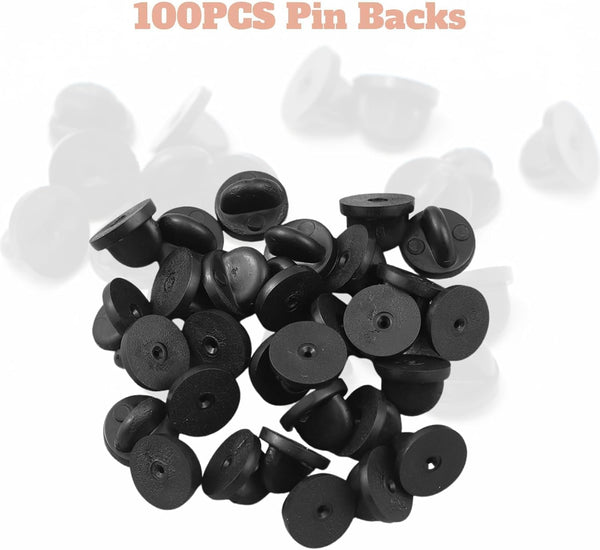 Lapel Pin Backs, Safety Backs for Brooch Tie Hat Badge Insignia Black 100