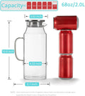 Bivvclaz 2 Liter 68 oz Glass Pitcher with Lid and Handle, Glass Carafe for Hot/Cold Water, Large Iced Tea Pitcher for Coffee, Juice and Homemade