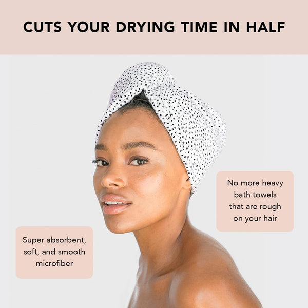 Kitsch Microfiber Hair Towel Wrap for Women - Microfiber Towel, Super Absorbent, Quick Dry, Anti-Frizz - for Long and Short Hairs, Turbans for
