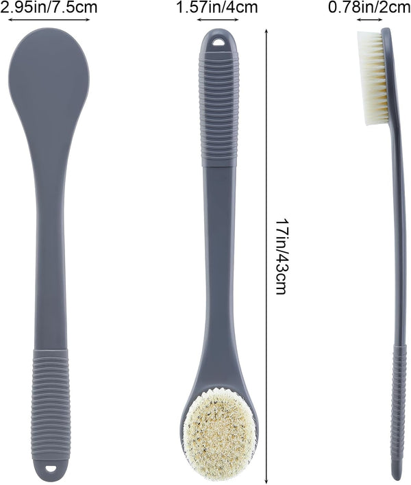Back Scrubber for Shower, Shower Body Brush for Cleaning with Long Handle for Showering, 17 Inch Back Washer Exfoliator for Shower Men Women with