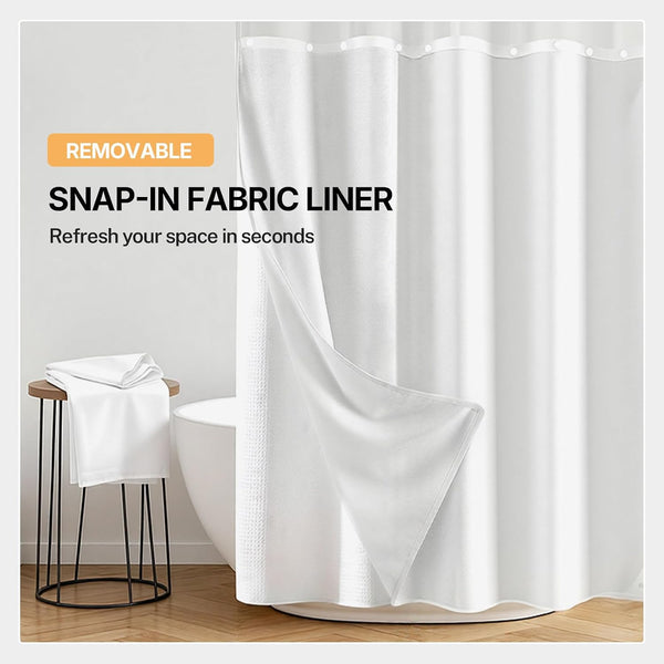 River Dream Fabric Snap in Shower Curtain Liner Replacement,White,70x54 | with Magnets,Detachable Liner,Quick Dry，Machine Washable，Fit for River