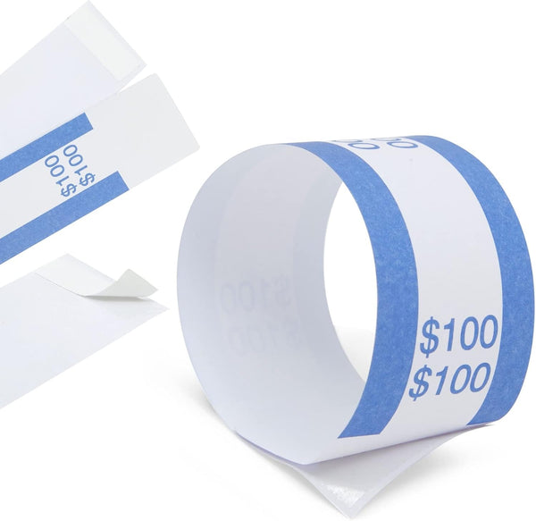 BLUE PANDA Money Bands - 300-Pack, 7.75 x 1.25 In, 9 ABA Colors - Money Organizer for Cash & Currency Straps With Adhesive Strip for Efficient
