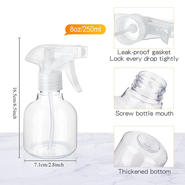 Jinei 24 Pcs 8 oz Empty Plastic Spray Bottle Bulk with Trigger Sprayers Pet Adjustable Head from Fine to Stream Refillable for Hair Plants Cooking