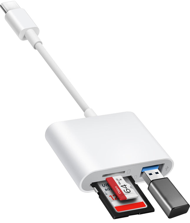 USB C to SD Card Reader, Bnmxtek SD Card Adapter with SD Microsd USB 3 Ports, USBC Memory Card Reader for Iphone 15 16, 
