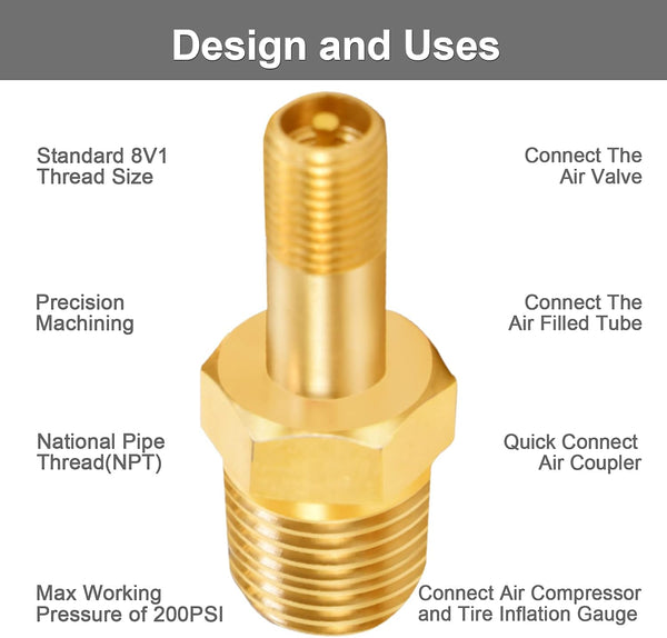GODESON 1/4" NPT Tank Valve, Anti-Corrosion Brass Schrader Valve with 1/4" Male NPT,Using with Air Compressor Tanks(Pack of 4) 1/4"NPT