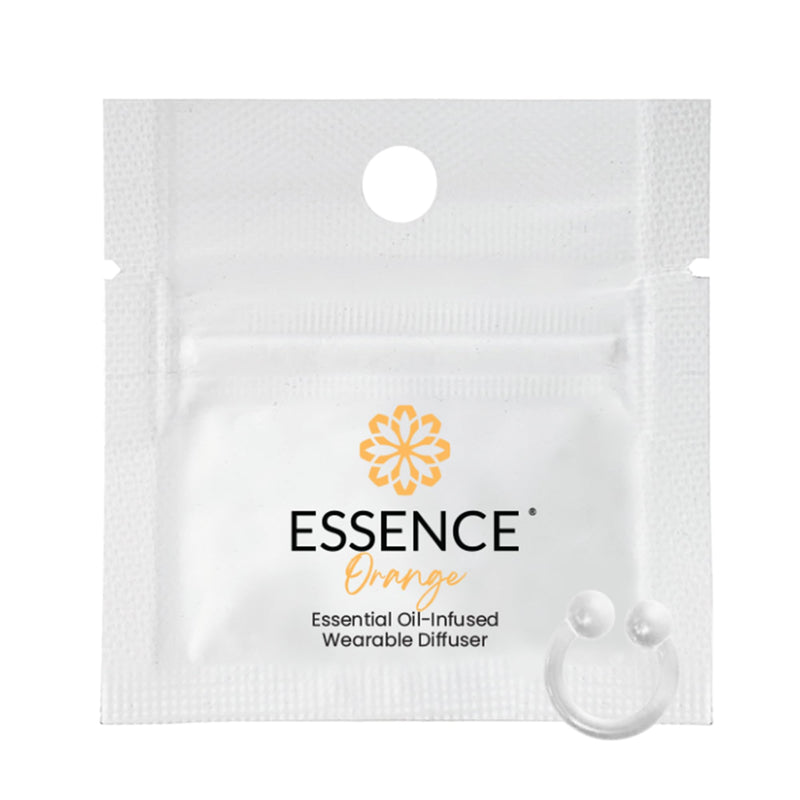 Essence Wearable Aromatherapy Nasal Diffuser – Orange Essential Oil Nose Ring Silicone Inhaler for Stress & Mood Support - Made in USA &