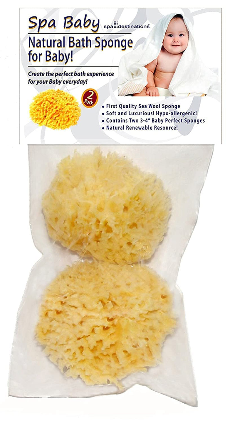 Spa Baby Absorbent Natural Bath Sponge Spa Destinations. Ultra Soft Premium Sea Wool Sponge, Biodegradable, Bath Accessories Baby and Kids, Infant