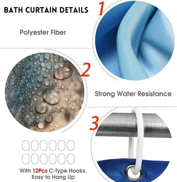 4Pcs Christmas Shower Curtain Sets Kids Bathroom Halloween Decor with 12 Curtain Hooks for Bathroom, Waterproof 71 x 71 inch (D3)