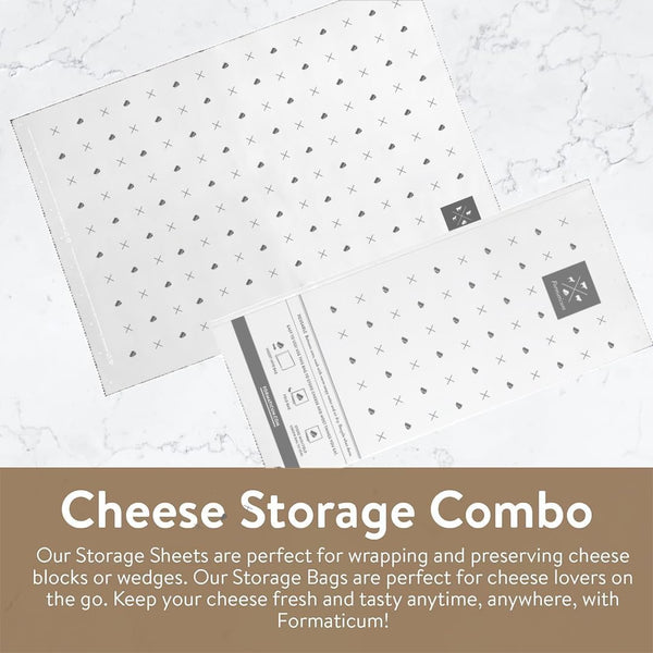 Formaticum Reusable Cheese Storage Bags, 5" x 11", 10-Pack | Professional-Grade, Store Cheese, Sandwiches, and Charcuterie, Kitchen Organization,