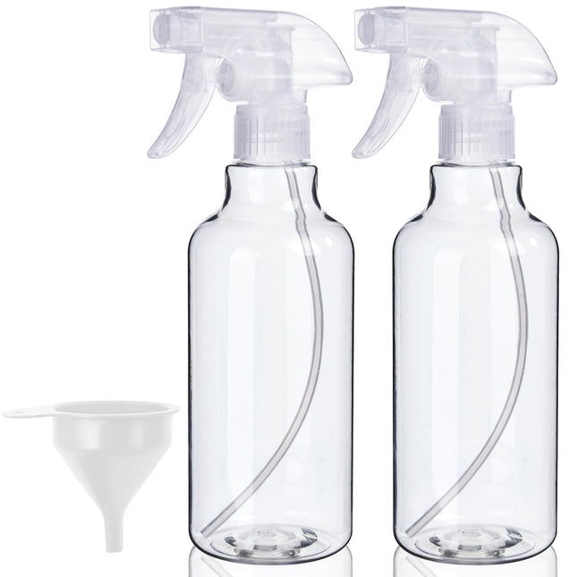 Plastic Spray Bottles, 2-Pack, 16.9 Oz, Mist & Stream, Heavy Duty Spraying, Empt