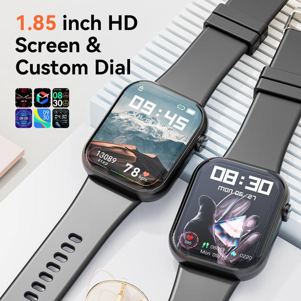 Hwagol Smart Watch (Answer/Make Call) 1.85inch Fitness Tracker, DIY Dials/Pedometer/Calories/Multiple Sport Modes/Voice Assistant, Smart Watches