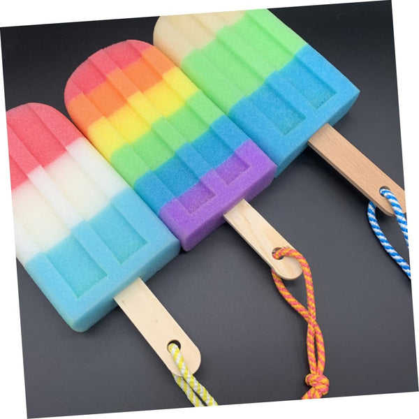 3pcs Bath Flower for Infants Elastic Hair Ties Bathing Accessories Body Shower Sponge Shower Sponge for Body Loofah Popsicle Ice Cream Wooden