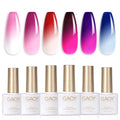 GAOY Color Changing Gel Nail Polish Set, 6 Temperature Mood Changing Colors Red Pink Purple, Soak Off UV Light Cure Gel Polish for Salon and Nail