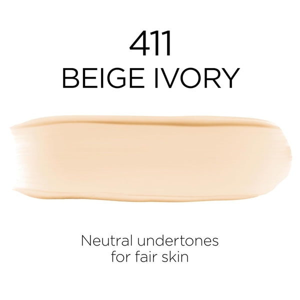 L'Oreal Paris Makeup Infallible up to 32 Hour Fresh Wear Lightweight Foundation, 411 Beige Ivory, 1 Fl Oz, Packaging May Vary