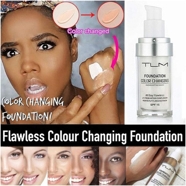 5PCS TLM Colour Changing Foundation Makeup Set Matte Liquid Full Coverage Oil Control Breathable Invisible Cover Conceal
