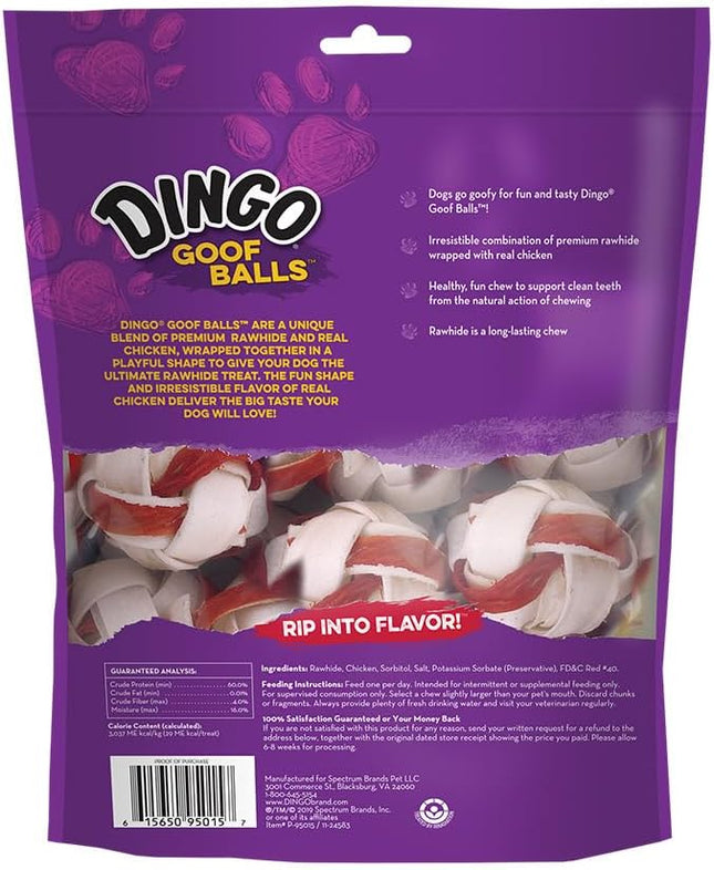 Dingo Goof Balls 15 Count, Premium Rawhide Treats for Small Dogs, Made with Real