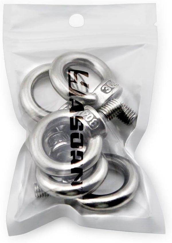 Yasorn 5pcs M8/0.32" Stainless Steel 304 Lifting Ring Eye Bolt Set - Heavy Duty Industrial Grade, Corrosion Resistant, Silver, Perfect for