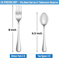 16 Pcs Forks and Spoons Silverware Set,Food Grade Stainless Steel Flatware Cutlery Set for Home,Kitchen and Restaurant,Mirror Polished,Dishwasher