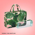 Conair Travel Toiletry Bag - Makeup Bag - Cosmetic Bag -Travel Makeup Bag Pink Palm 1 Count (Pack of 1)