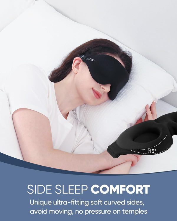 MZOO Luxury Sleep Eye Mask for Side Sleeper Men Women, Zero Eye Pressure 3D Sleeping Mask, Light Blocking Patented Design Night Blindfold, Soft