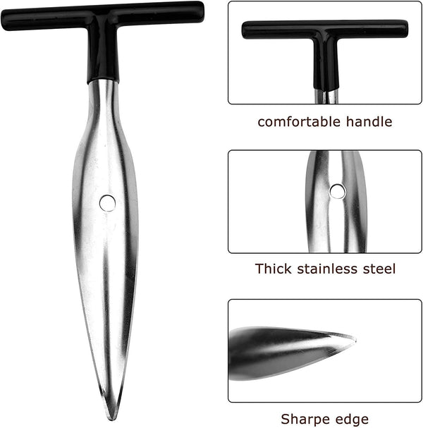 2 PCS Coconut Opener Tool Set Coconut Meat Remover Stainless Steel Coconut Opener Scraper Knife Coconut Punch Tool with Durable Non-Slip Wooden