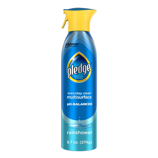Pledge pH-Balanced Multisurface Spray, Gently Clean 101 Surfaces, Remove Dust and Messes, No Residue - Rainshower Scent,