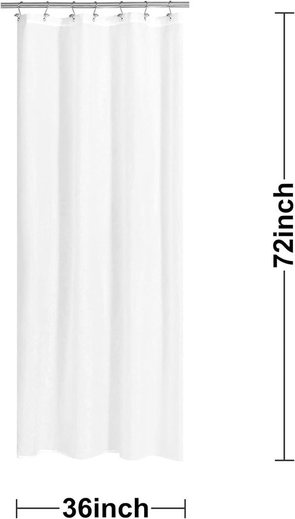 N&Y HOME Fabric Shower Curtain or Liner 36 X 72 Inches Bath Stall Size with 2 Bottom Magnets, Hotel Quality, Washable, Water Repellent, White Spa