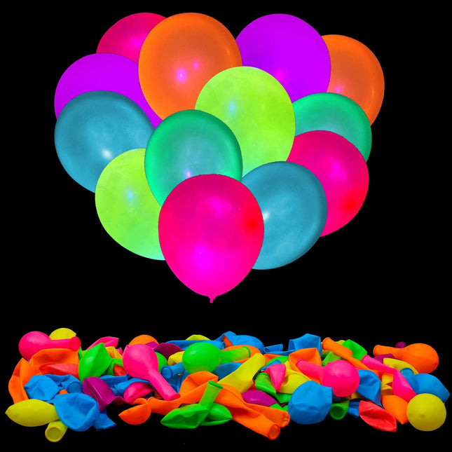 100 Pcs UV Neon Balloons, Neon Glow Party Balloons UV BlackLight Balloons glow in the dark party supplies for Birthday Decorations Wedding Glow