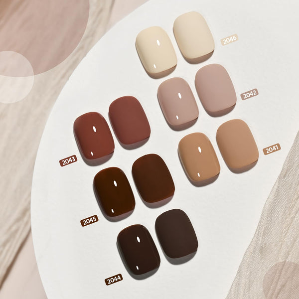 GAOY Nude Brown Fall Gel Nail Polish Set, 6 Colors White Beige Dark Tan Taupe Soak Off UV Light Cure Gel Polish Kit for Salon and Nail Art DIY at