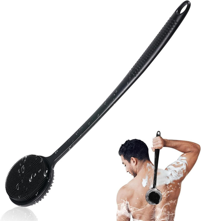 VWMYQ Silicone Back Scrubber for Shower, Silicone Face Scrubber for Men,17In Len