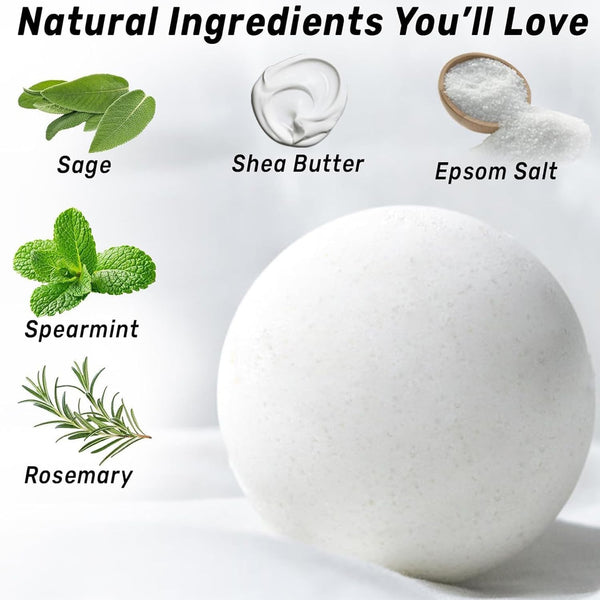 Sage Bath Bombs Spiritual Bath Energy Clearing Protection Shielding Smokeless Smudging Sage Rosemary and Spearmint Relaxation Stress Relief Spa Gift