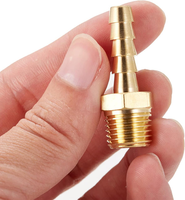 Brass Hose Barb Fittings,1/4" Barb x 1/4" NPT Male Air Hose Pipe Fittings,Compression Hose Fittings Adapter 6pcs