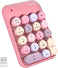 MOFII Wireless Number Pads - Pink Numeric Keypad 18 Keys USB 2.4G round Keycap Colorful Extensions Keypads, Financial Accounting Portable Numpad